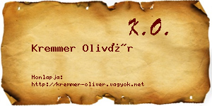 Kremmer Olivér névjegykártya